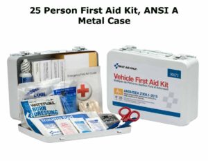 25 Person First Aid Kit, ANSI A Metal Case